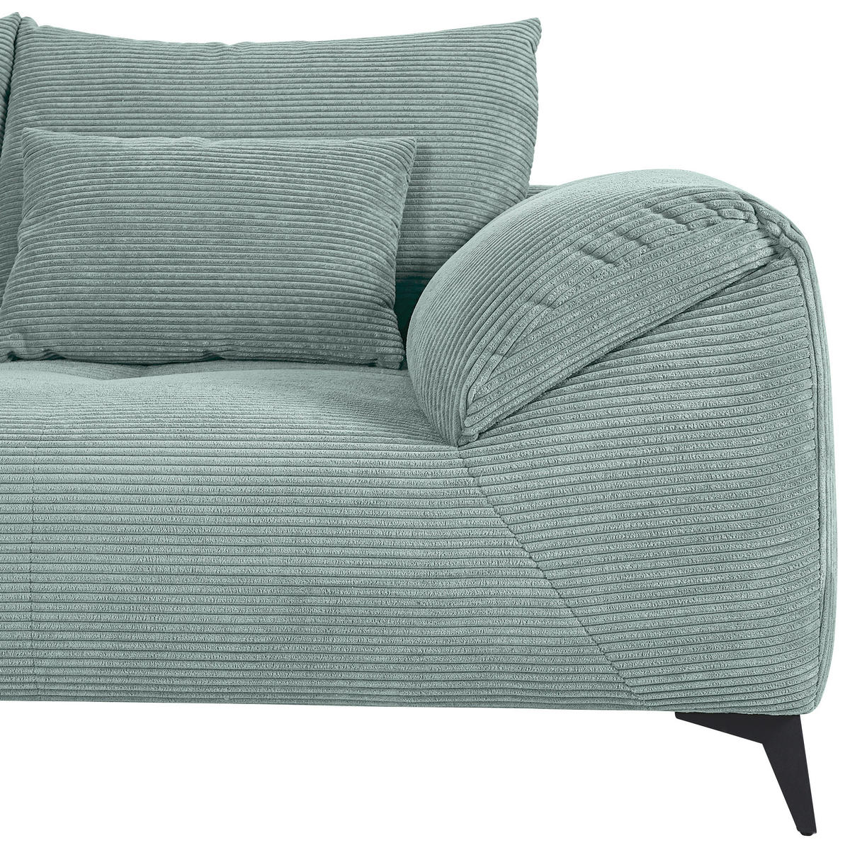 ECKSOFA Mintgrün Cord Zierkissen, Rückenkissen, Rücken echt  - Schwarz/Mintgrün, KONVENTIONELL, Textil/Metall (176/311cm) - Carryhome