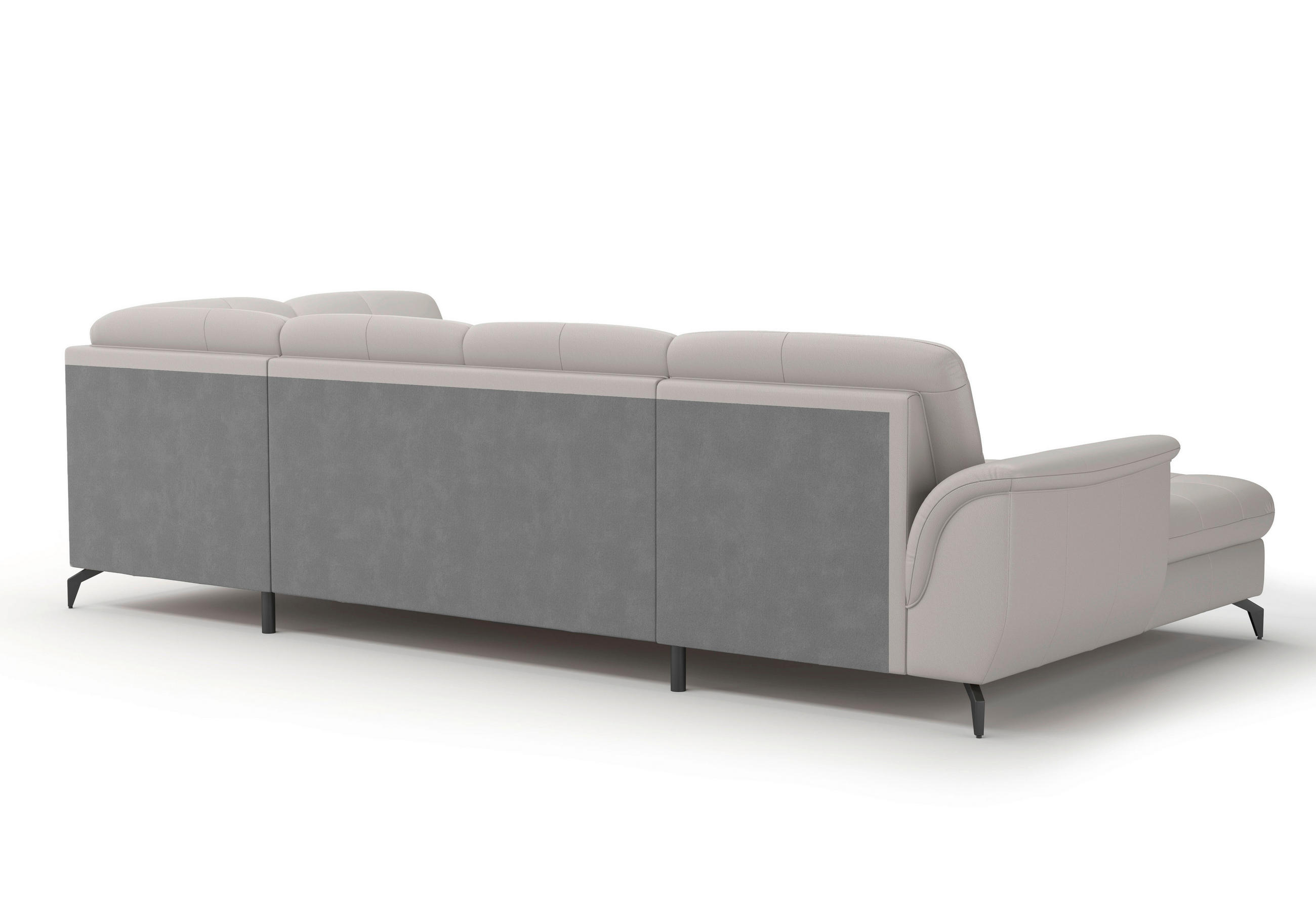 WOHNLANDSCHAFT in Vliesstoff Kombination Echtleder/Stoff Hellgrau  - Hellgrau/Schwarz, Modern, Leder/Textil (164/319/212cm) - Sit & More