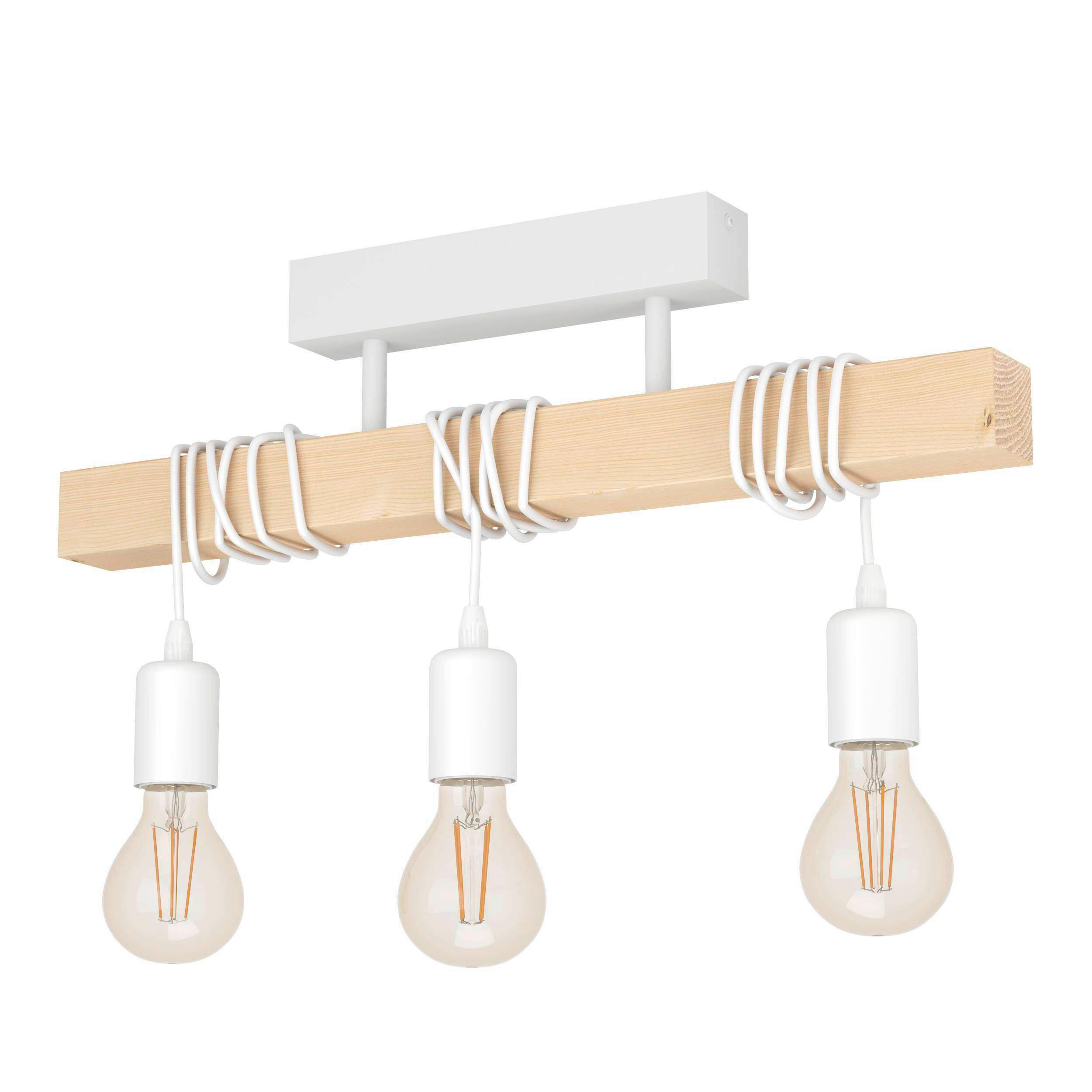TAKLAMPA 55/10,5/26,5 cm  - vit/brun, Natur, metall/trä (55/10,5/26,5cm) - Eglo