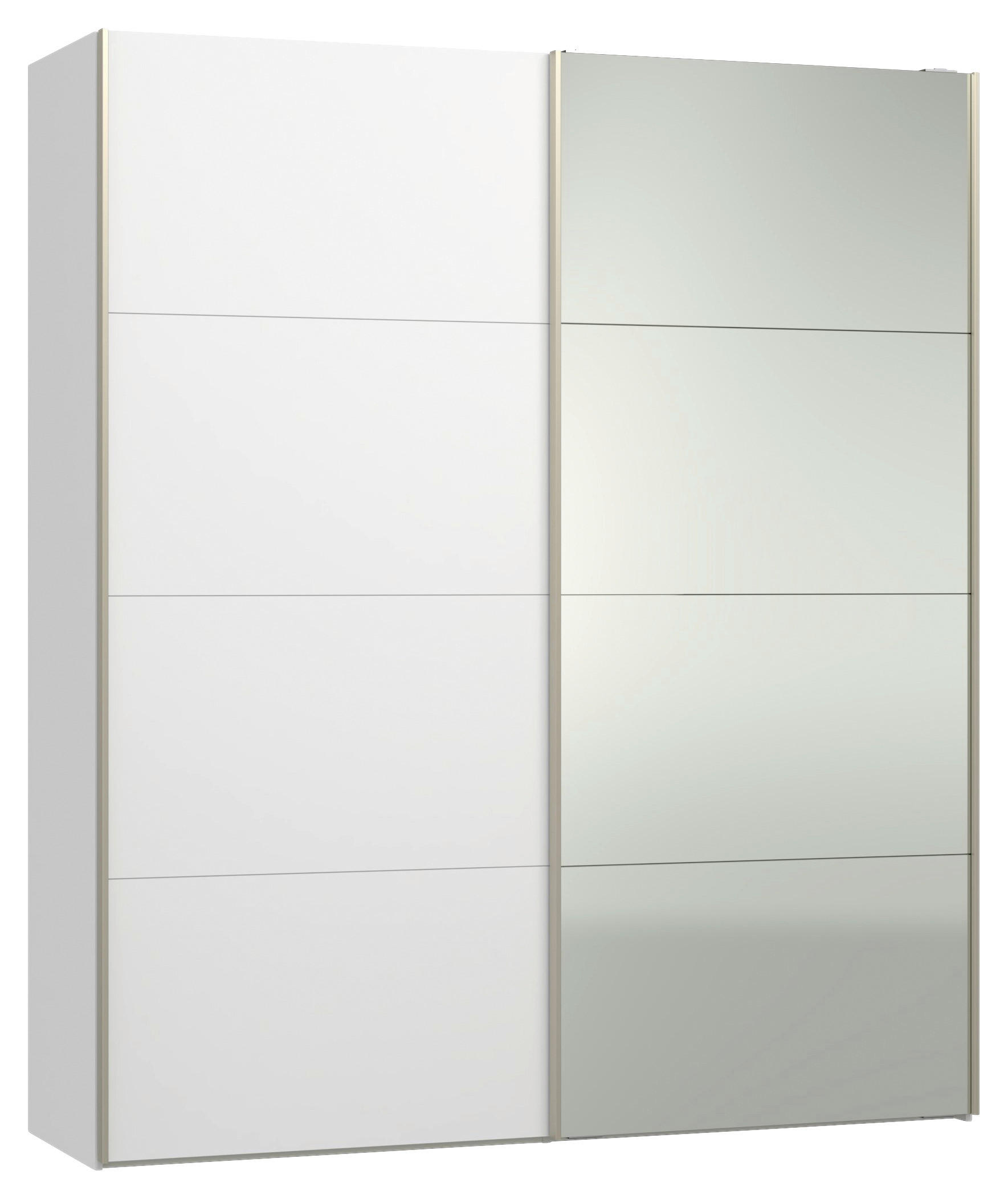 SCHWEBETÜRENSCHRANK 203/236/65 cm 2-türig Weiß  - Edelstahlfarben/Weiß, Design, Glas/Holzwerkstoff (203/236/65cm) - Jutzler