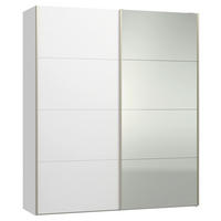 SCHWEBETÜRENSCHRANK 203/236/65 cm 2-türig Weiß  - Edelstahlfarben/Weiß, Design, Glas/Holzwerkstoff (203/236/65cm) - Jutzler