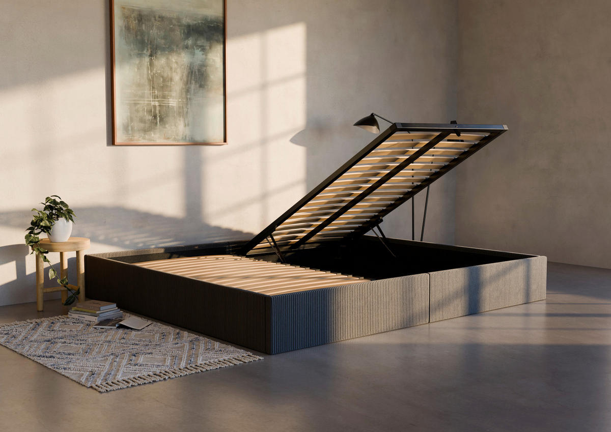 POLSTERBETT 240/200 cm,  in Schwarz, Lattenrost, Bettkasten,  - Schwarz, Design, Holz/Textil (240/200cm) - Boxxx