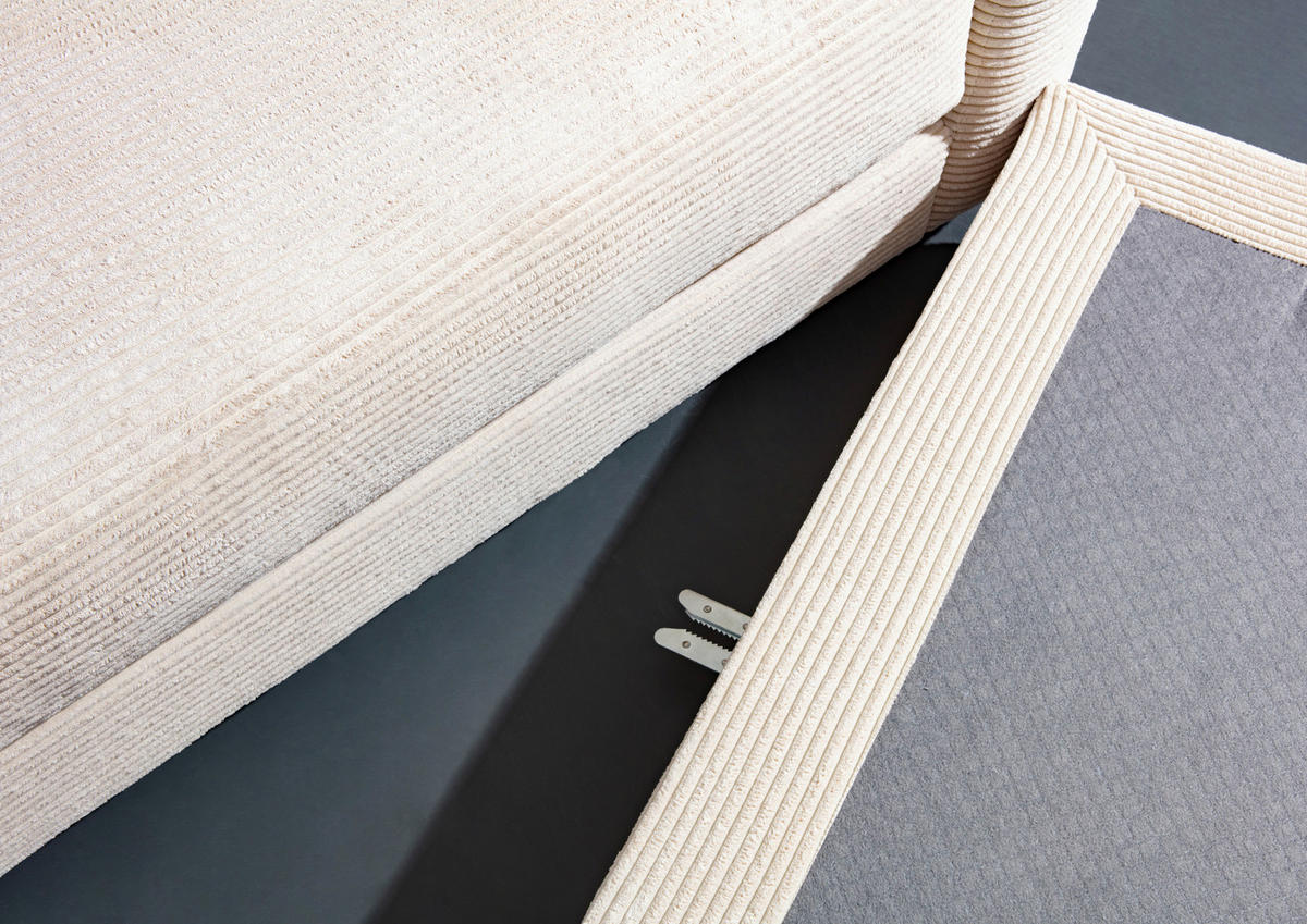 ECKSOFA Beige Cord  - Beige/Schwarz, Design, Kunststoff/Textil (240/175cm) - Landscape