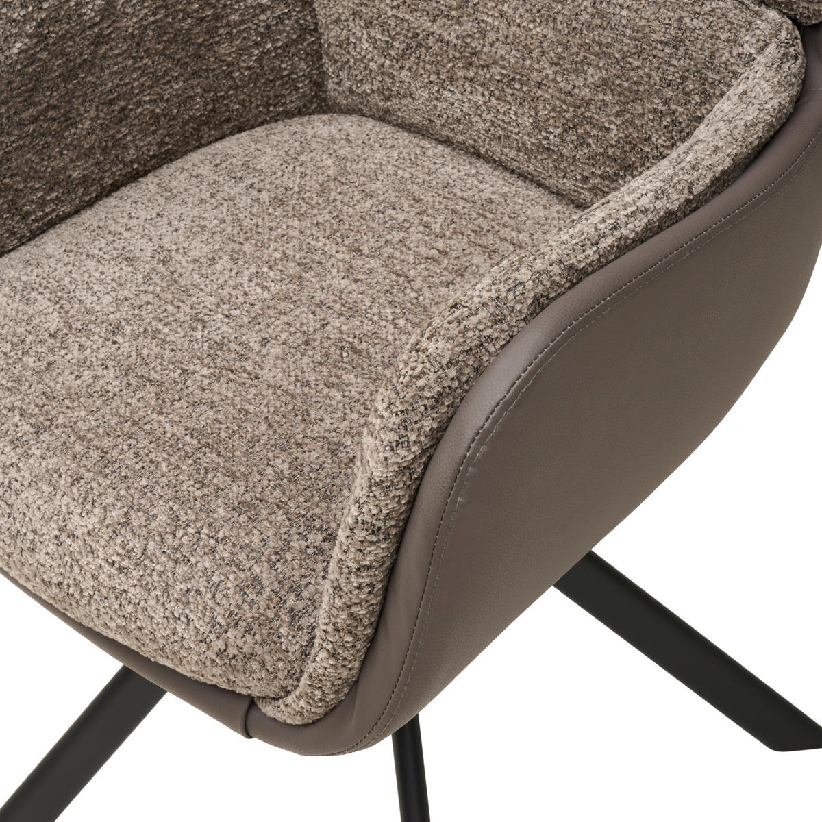ARMLEHNSTUHL  Sitzfläche 360° drehbar Webstoff  - Schwarz/Braun, MODERN, Textil/Metall (61/91/65cm) - MID.YOU