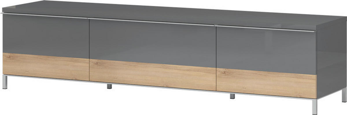 TV KOMODA boja orahovog drveta, antracit visoki sjaj  - boja oraha/boja nikla, Dizajnerski, metal/pločasti materijal (188/46/45cm)