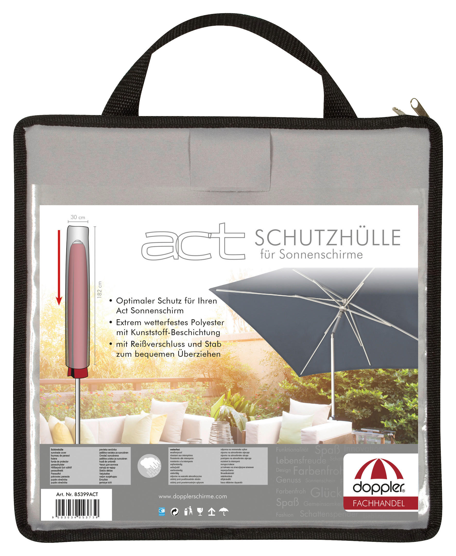 SCHIRMHÜLLE Hellgrau   - Hellgrau, KONVENTIONELL, Textil (30/182/30cm) - Doppler