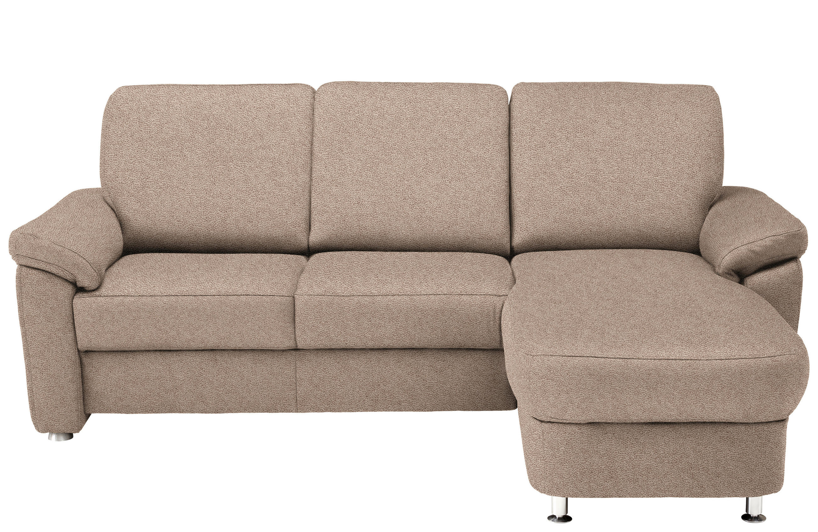 ECKSOFA in Flachgewebe Sandfarben  - Sandfarben/Chromfarben, Konventionell, Textil/Metall (250/163cm) - Beldomo System