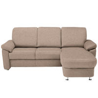 ECKSOFA in Flachgewebe Sandfarben  - Sandfarben/Chromfarben, Konventionell, Textil/Metall (250/163cm) - Beldomo System