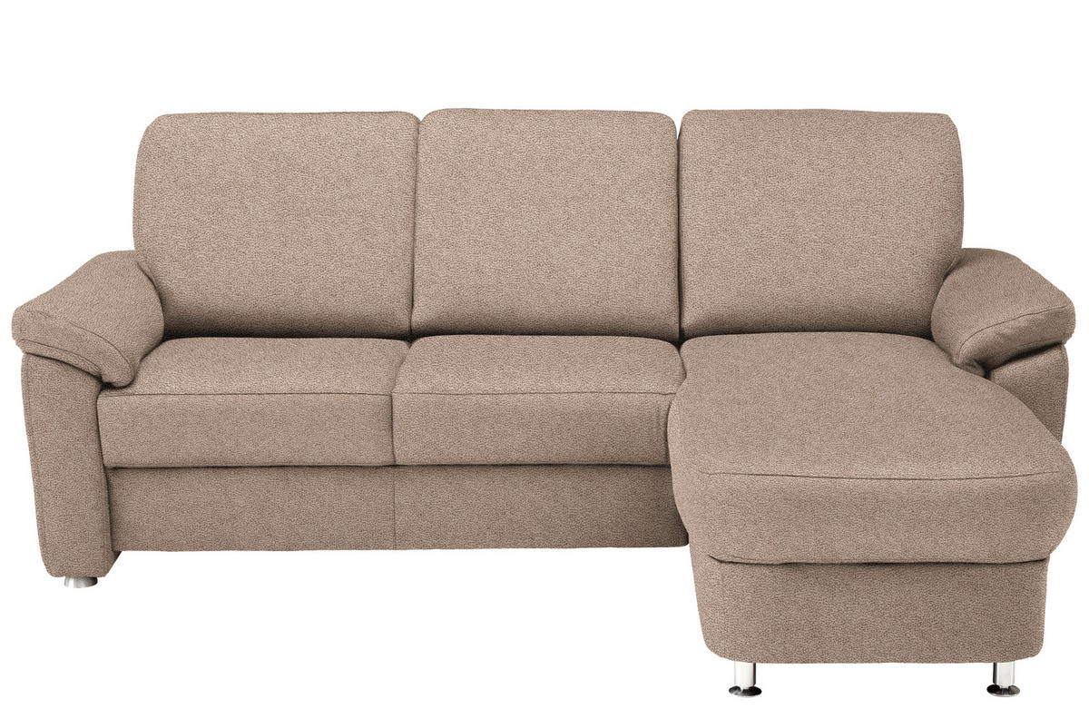 ECKSOFA in Flachgewebe Sandfarben  - Sandfarben/Chromfarben, Konventionell, Textil/Metall (250/163cm) - Beldomo System