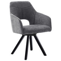 ARMLEHNSTUHL  Beinauswahl, Stoffauswahl, erweiterbar, Typenauswahl, inklusive Armlehnen, Gestellauswahl, abwischbar Mikrofaser  - Schwarz/Grau, Design, Holz/Textil (57/84/57cm) - Voleo