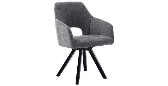 ARMLEHNSTUHL  Beinauswahl, Stoffauswahl, erweiterbar, Typenauswahl, inklusive Armlehnen, Gestellauswahl, abwischbar Mikrofaser  - Schwarz/Grau, Design, Holz/Textil (57/84/57cm) - Voleo