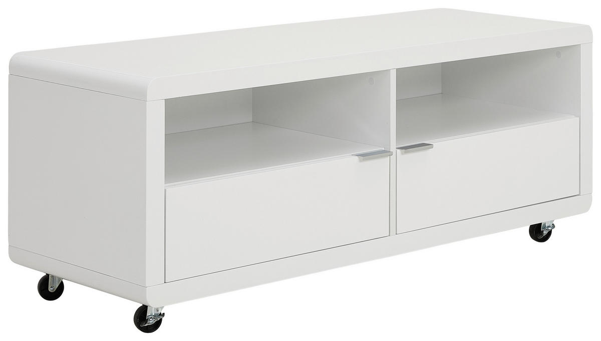 TV-ELEMENT - Chromfarben/Weiß Hochglanz, Design, Holzwerkstoff/Kunststoff (120/46/45cm) - Xora