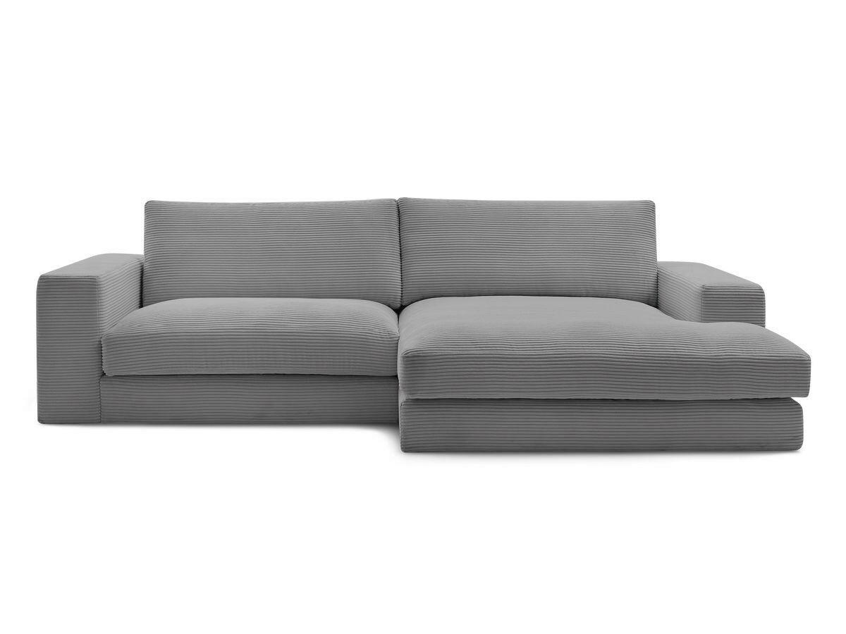 ECKSOFA  LEONARD Dunkelgrau Cord  - Dunkelgrau/Schwarz, MODERN, Kunststoff/Textil (274/159cm)