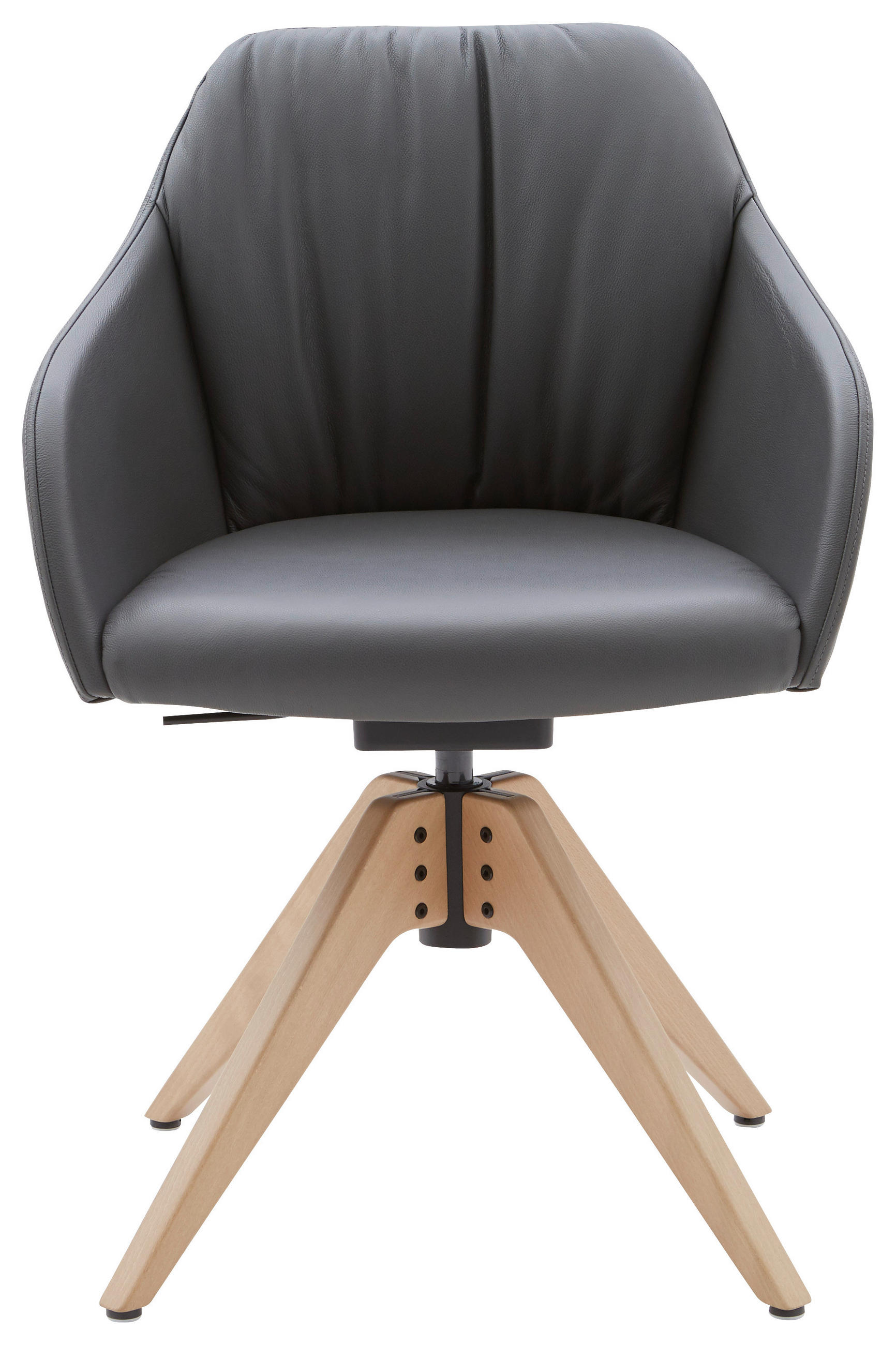 ARMLEHNSTUHL  in Echtleder pigmentiert  - Eichefarben/Anthrazit, Design, Leder/Holz (58/83-86/60cm) - Johann Jakob