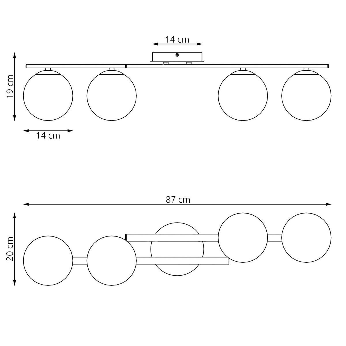 DECKENLEUCHTE 84/29/19 cm  - Schwarz, KONVENTIONELL, Glas/Metall (84/29/19cm)