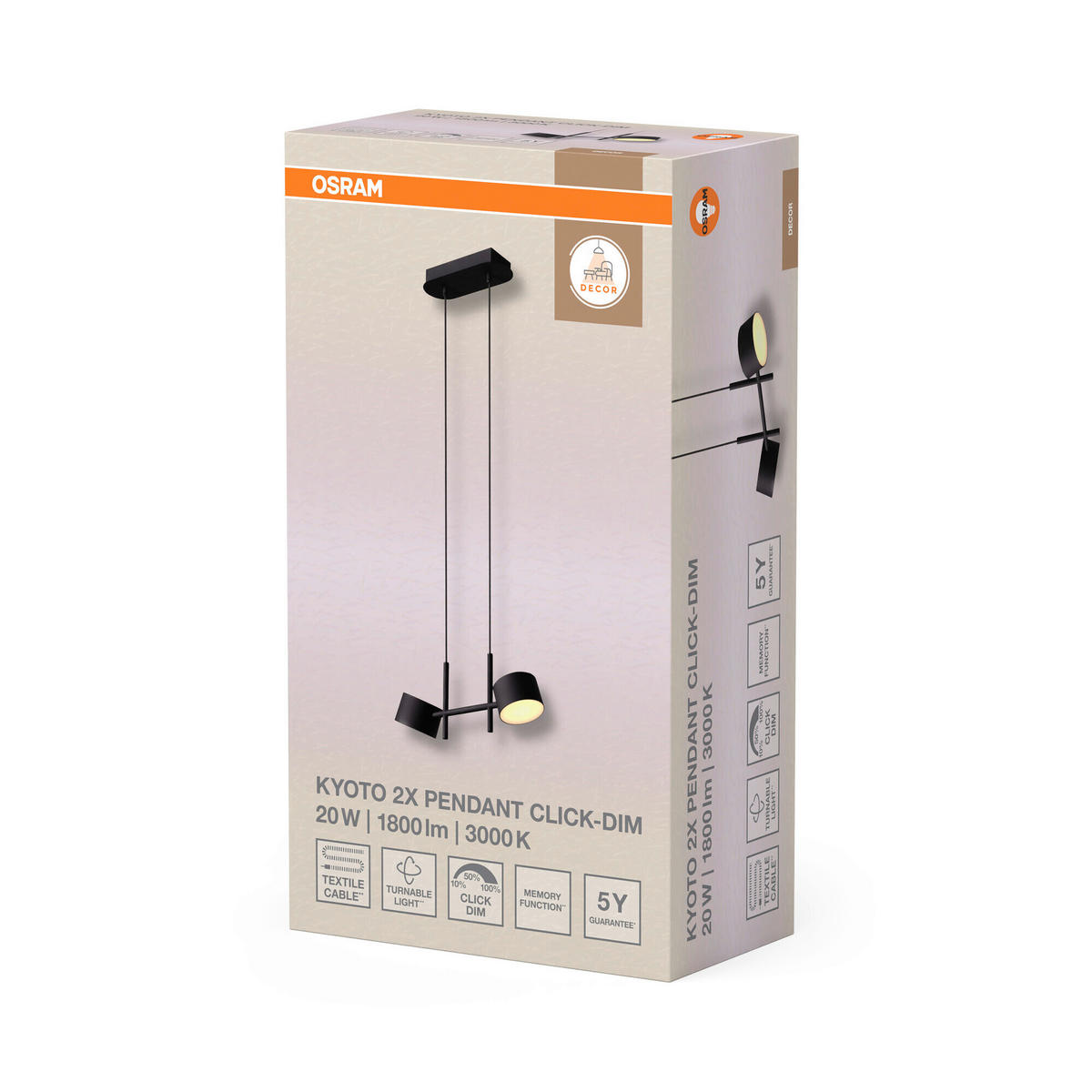 LED-PENDELLEUCHTE 42,5/10/150 cm  - Schwarz, Design, Kunststoff/Metall (42,5/10/150cm) - Osram