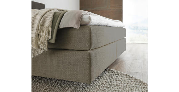BOXSPRINGBETT 160/200 cm,  in Greige, Topper, Matratzen, H2 + H2 = mittel  - Greige/Schwarz, Design, Kunststoff/Textil (160/200cm) - Dieter Knoll