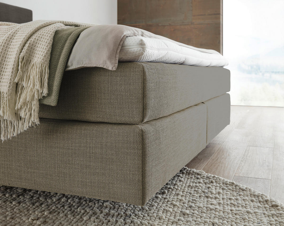 BOXSPRINGBETT 160/200 cm,  in Greige, Topper, Matratzen, H2 + H2 = mittel  - Greige/Schwarz, Design, Kunststoff/Textil (160/200cm) - Dieter Knoll
