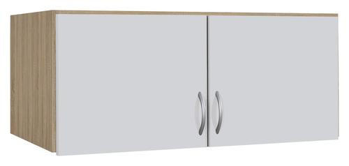 AUFSATZSCHRANK 91/39/54 cm   - Weiss/Silberfarben, Design, Holzwerkstoff/Kunststoff (91/39/54cm) - Boxxx