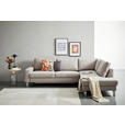 ECKSOFA Hellgrau Flachgewebe  - Chromfarben/Hellgrau, Design, Textil/Metall (276/200cm) - Hom`in