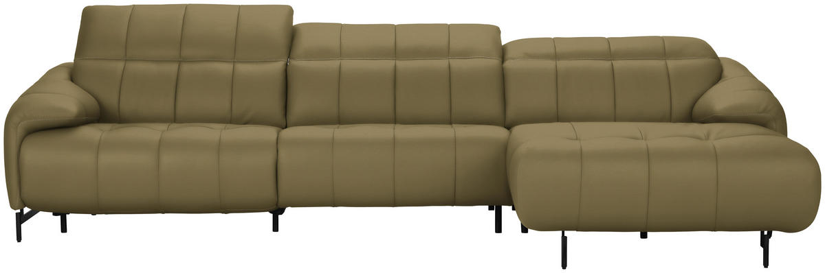 ECKSOFA in Echtleder Beige  - Beige/Schwarz, Design, Leder/Metall (313/165cm) - Emilio Belluti
