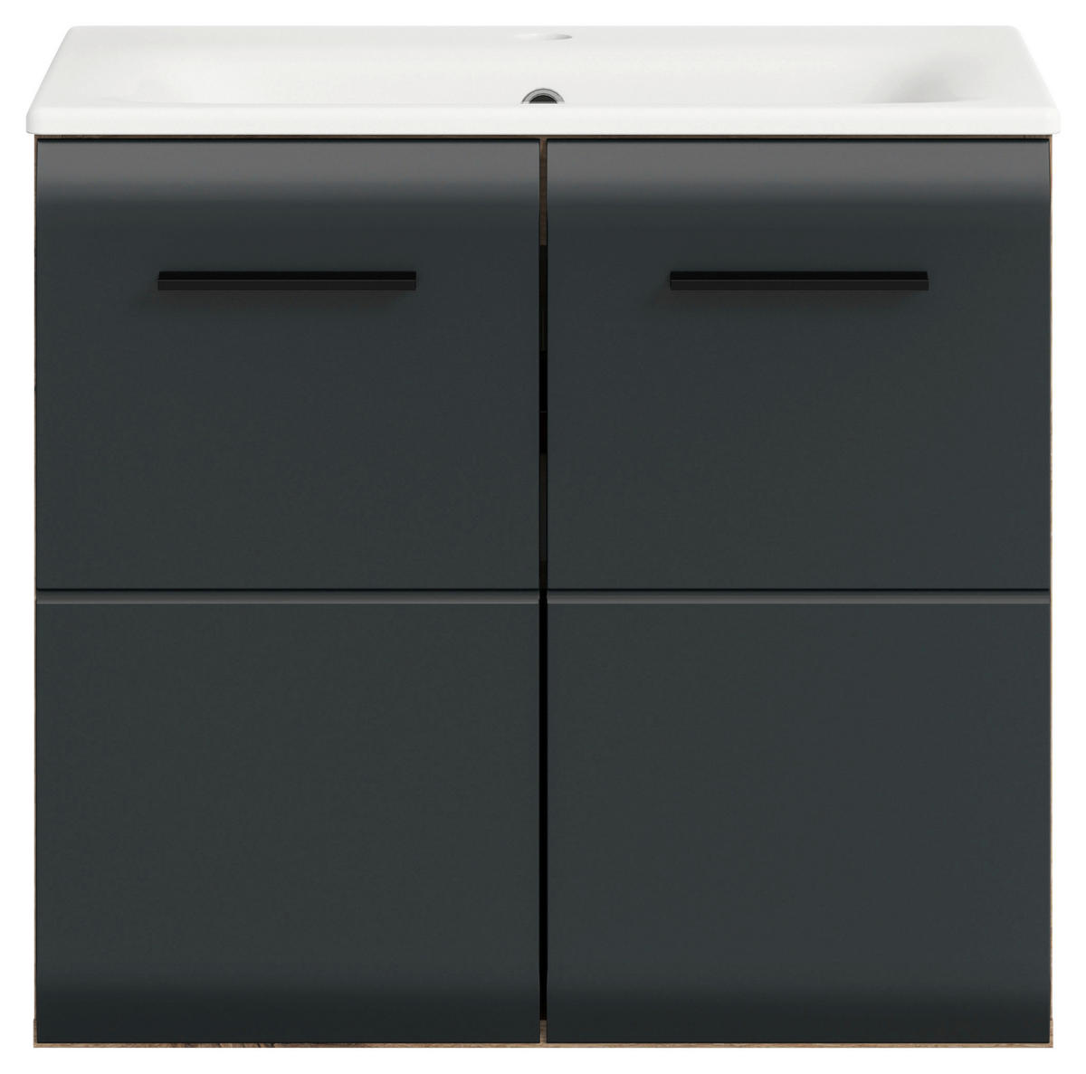 WASCHTISCHKOMBI 60 cm  - Eiche dunkel/Schwarz, Basics, Keramik/Holzwerkstoff (60cm) - MID.YOU