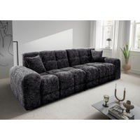 VIERSITZER-SOFA in Struktur Schwarz  - Schwarz, Modern, Kunststoff/Textil (300/87/120cm) - Livetastic