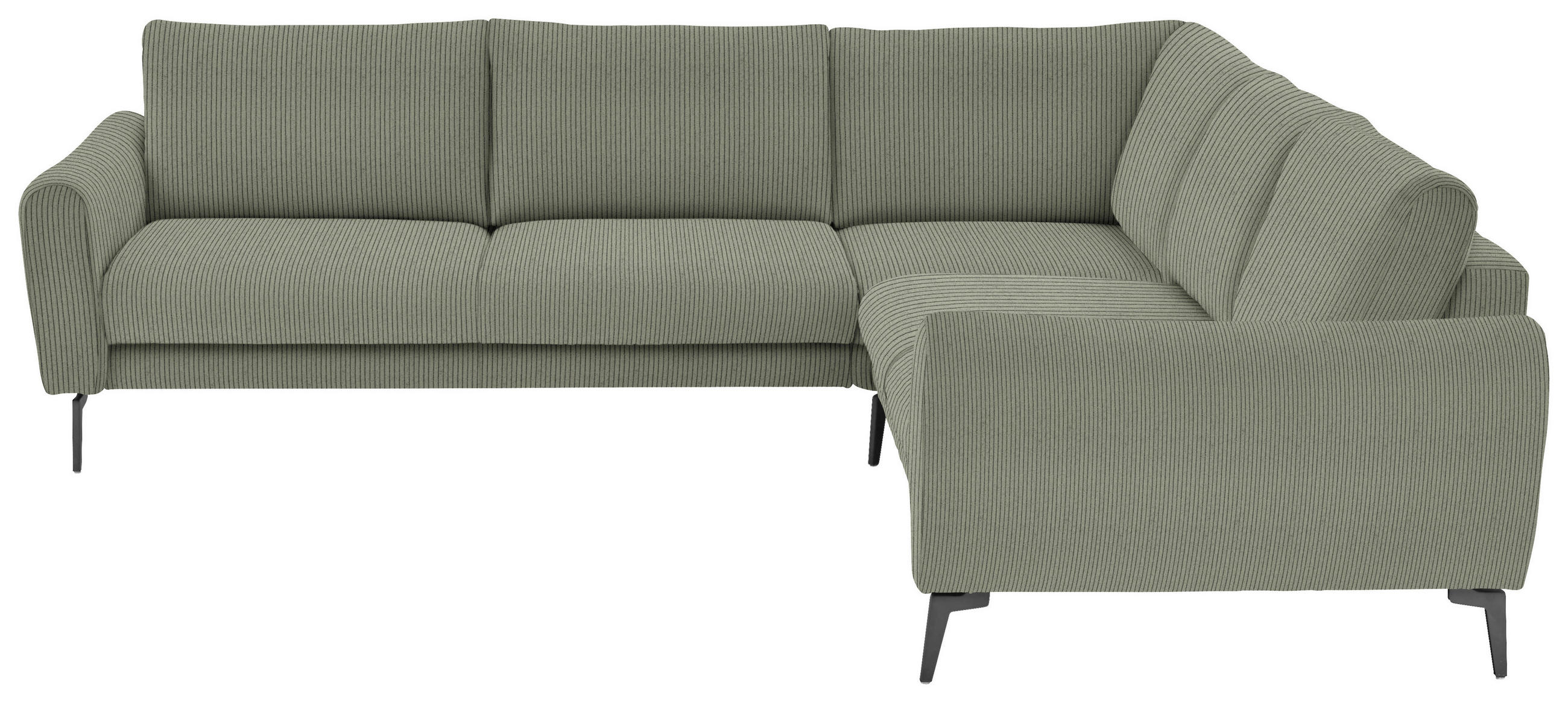ECKSOFA in Velours, Feincord Braun, Grün  - Schwarz/Braun, Design, Textil/Metall (280/254cm) - Beldomo Style