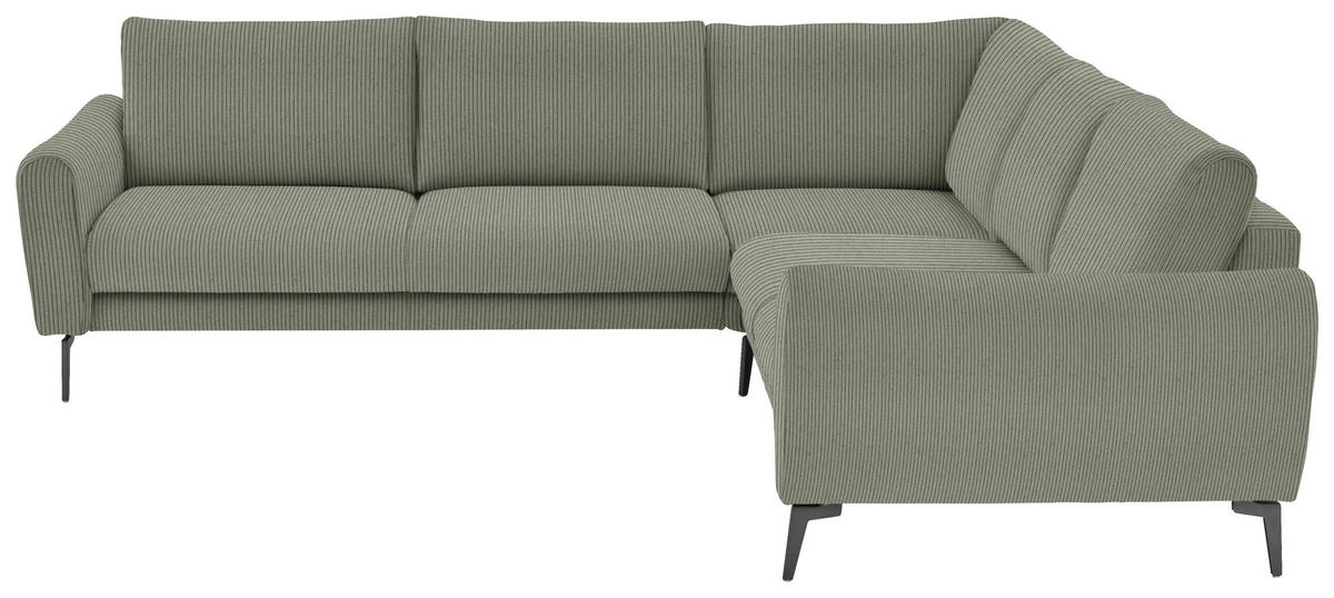 ECKSOFA in Velours, Feincord Braun, Grün  - Schwarz/Braun, Design, Textil/Metall (280/254cm) - Beldomo Style