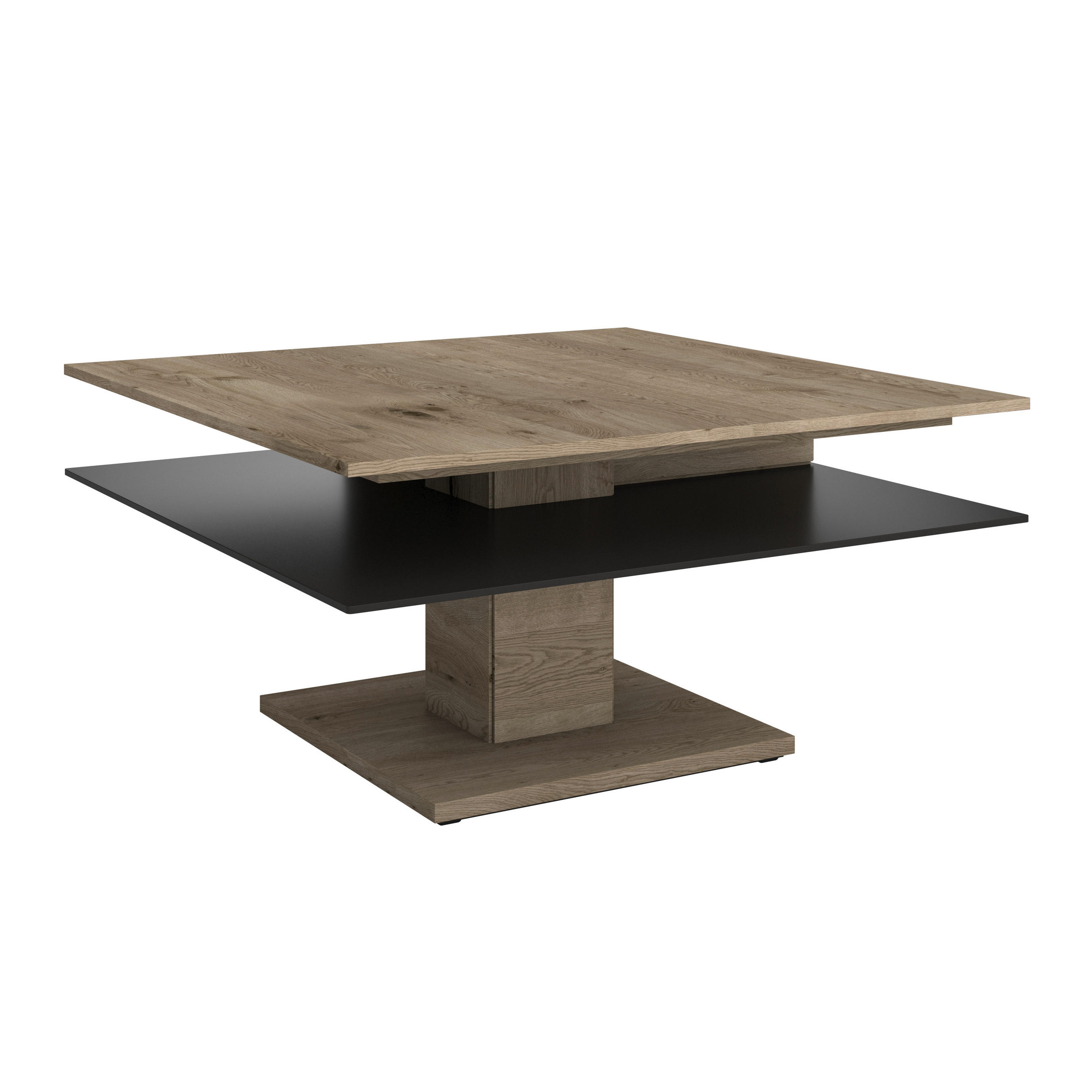 COUCHTISCH Altholz, Eiche massiv Farbglas 90/90/46 cm quadratisch Anthrazit, Eichefarben  - Eichefarben/Anthrazit, Design, Glas/Holz (90/90/46cm) - Voglauer