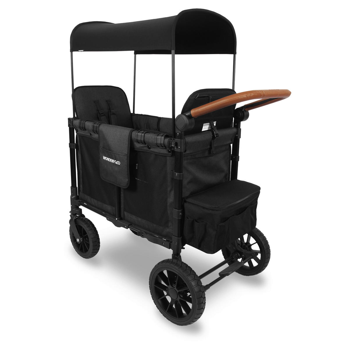 BOLLERWAGEN Luxe Double Stroller Wagon Schwarz 63.5/113.03/137.16 cm  - Schwarz, Basics (63.5/113.03/137.16cm) - WONDERFOLD