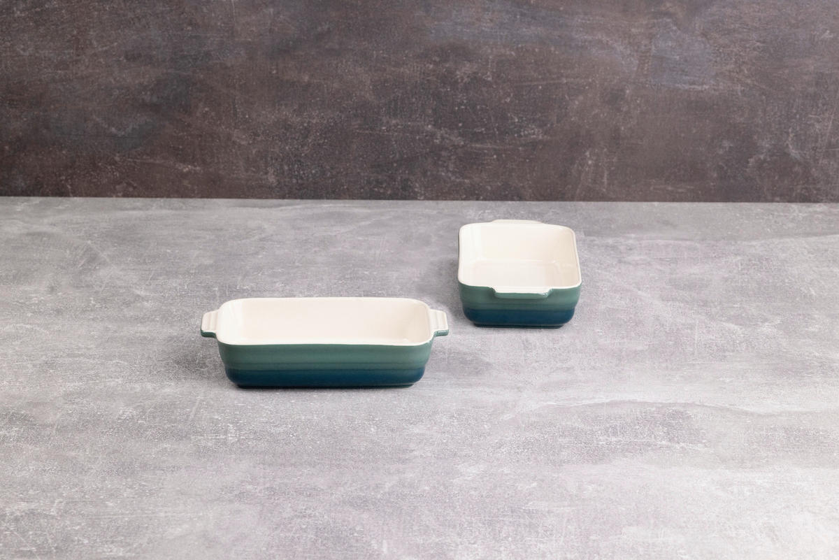 AUFLAUFFORMENSET Keramik Steingut 2-teilig  - Beige/Grün, Basics, Keramik