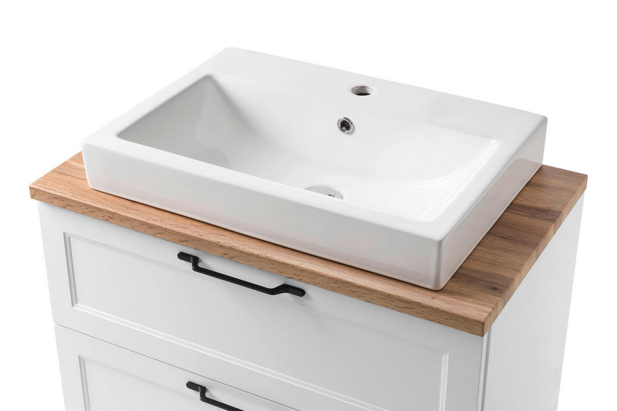 WASCHTISCHKOMBI 80 cm  - Eiche Wotan/Schwarz, ROMANTIK / LANDHAUS, Keramik/Holzwerkstoff (80cm) - Xora