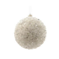 KARÁCSONYFAGÖMB - fehér, Konventionell, műanyag (8cm)