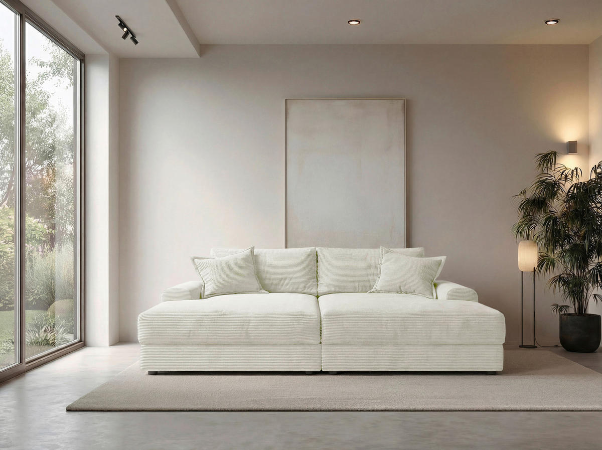 BIGSOFA Cord Perlmutt  - Perlmutt/Schwarz, MODERN, Kunststoff/Textil (234/93/190cm) - Carryhome