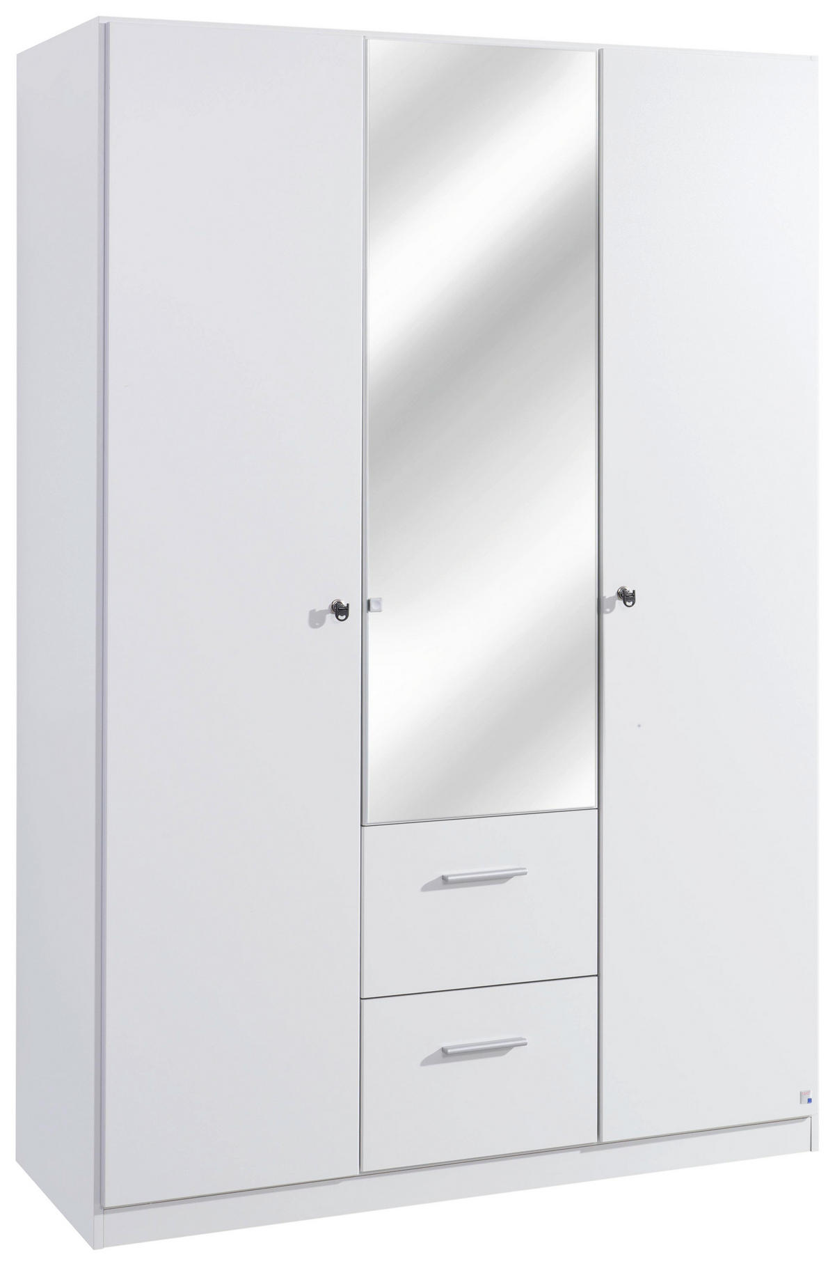 DREHTÜRENSCHRANK 3-türig Weiß  - Weiß, Basics, Glas/Holzwerkstoff (136/197/54cm) - Xora