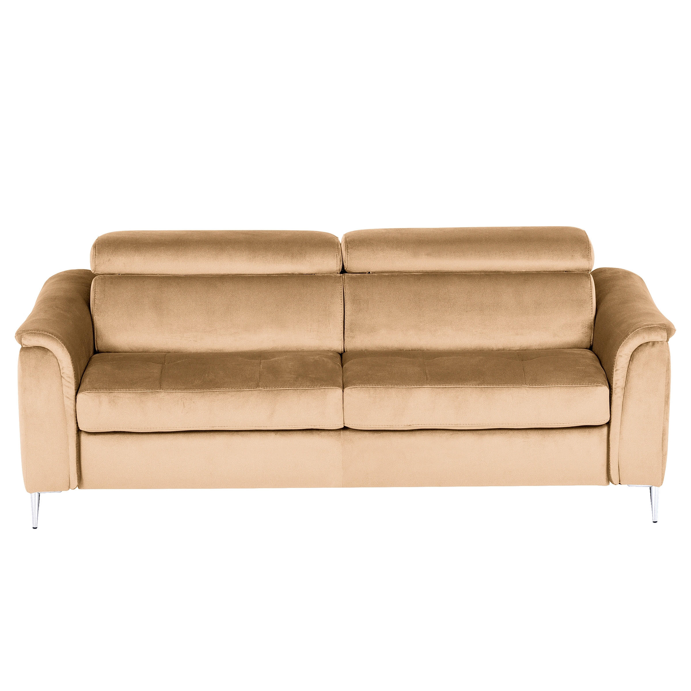 SCHLAFSOFA Samt Beige  - Chromfarben/Beige, Design, Textil/Metall (203/77-98/103cm) - MID.YOU