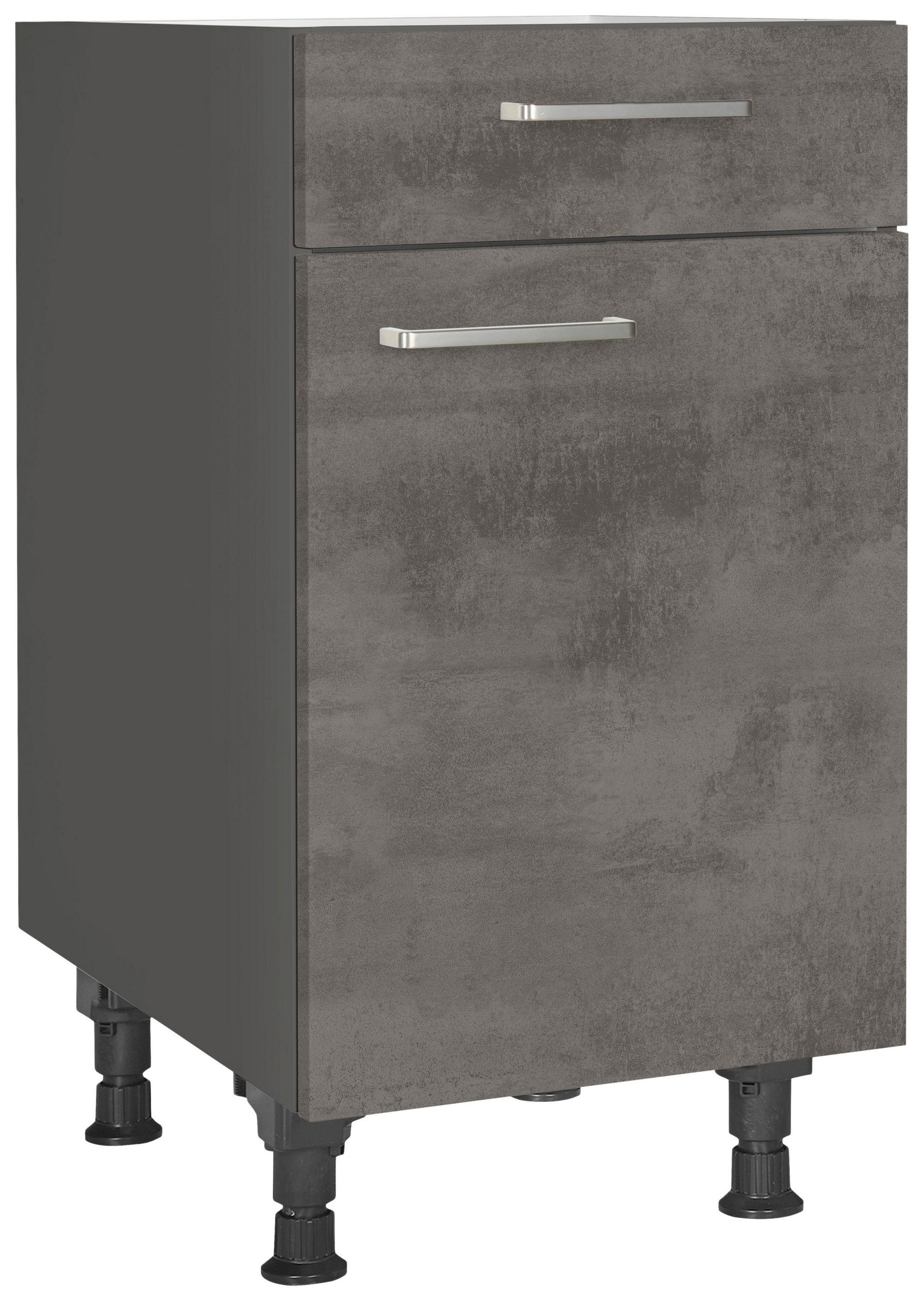 SCHUBKASTENUNTERSCHRANK 45/87/56 cm  in Schieferfarben  - Schieferfarben/Edelstahlfarben, MODERN, Holzwerkstoff/Metall (45/87/56cm) - Nobilia