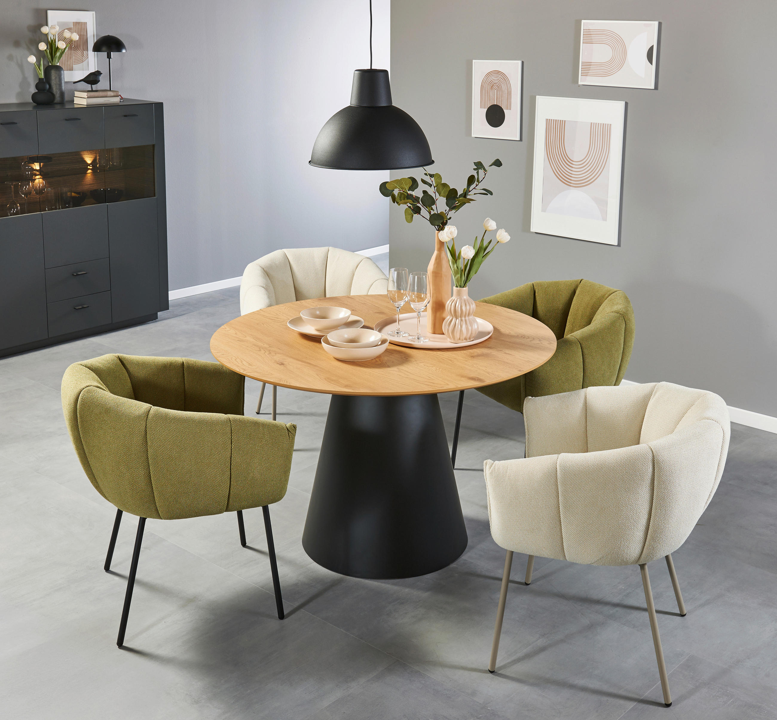 ESSTISCH in Holzwerkstoff 120/120/75 cm  - Eichefarben/Schwarz, MODERN, Holzwerkstoff (120/120/75cm) - Livetastic