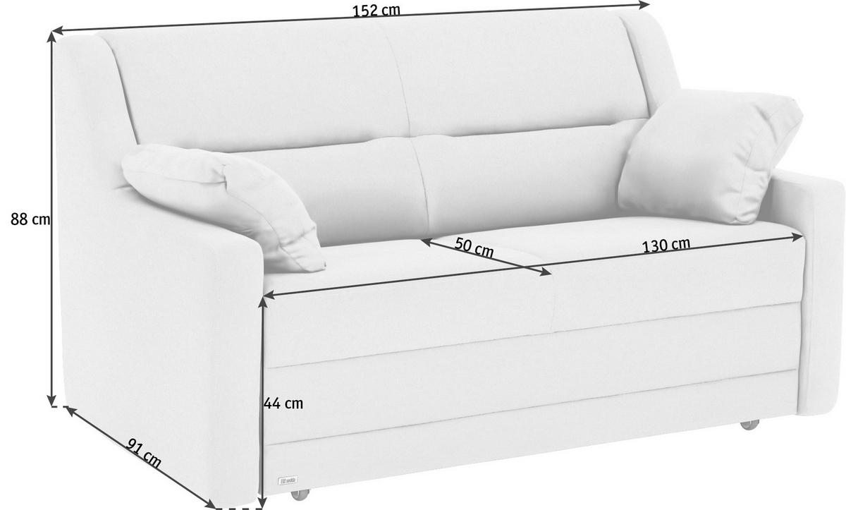 SCHLAFSOFA  mit Lederauswahl, Stoffauswahl, Schlafen auf Sitzhöhe, Hocker erhältlich, Rückenfutter Flachgewebe Blau  - Blau/Schwarz, KONVENTIONELL, Kunststoff/Textil (152/88/91cm) - Sedda