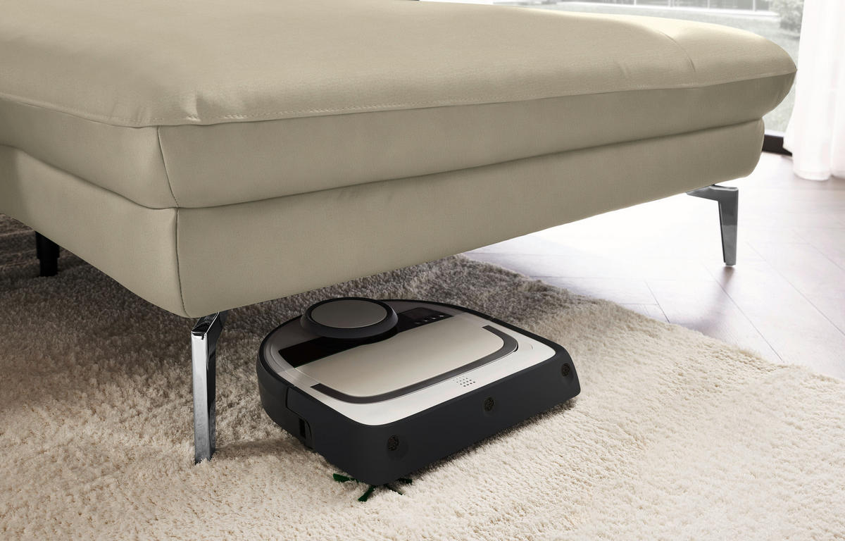 ECKSOFA in Echtleder Naturfarben  - Schwarz/Naturfarben, Design, Leder/Metall (325/157cm) - Dieter Knoll