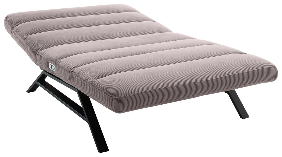 RELAXLIEGE in Feincord Taupe  - Taupe/Schwarz, Design, Textil/Metall (120/54-113/158-198cm) - Pure Home Lifestyle