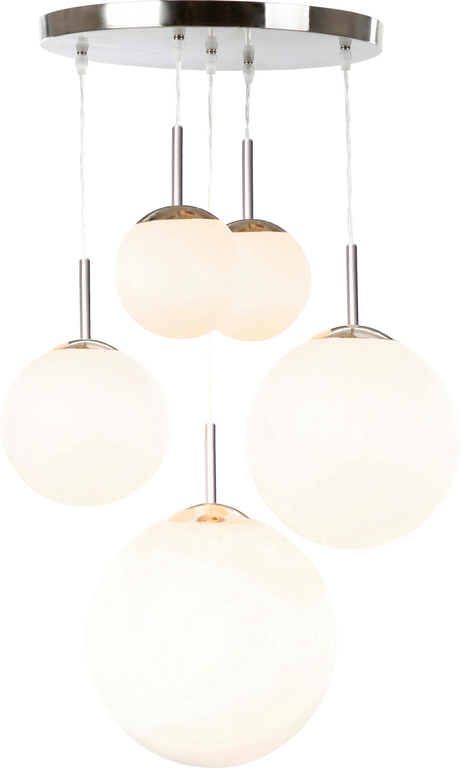 HÄNGLAMPA 50/90 cm  - opal/nickelfärgad, Basics, metall/glas (50/90cm) - Globo