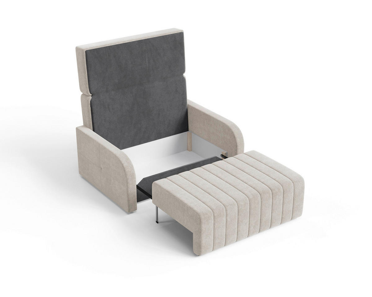 SCHLAFSOFA ALASKA 120 Taupe  inkl. Schlaffunktion, Stauraum  - Taupe/Schwarz, Design, Kunststoff/Textil (141/90/104cm) - MID.YOU