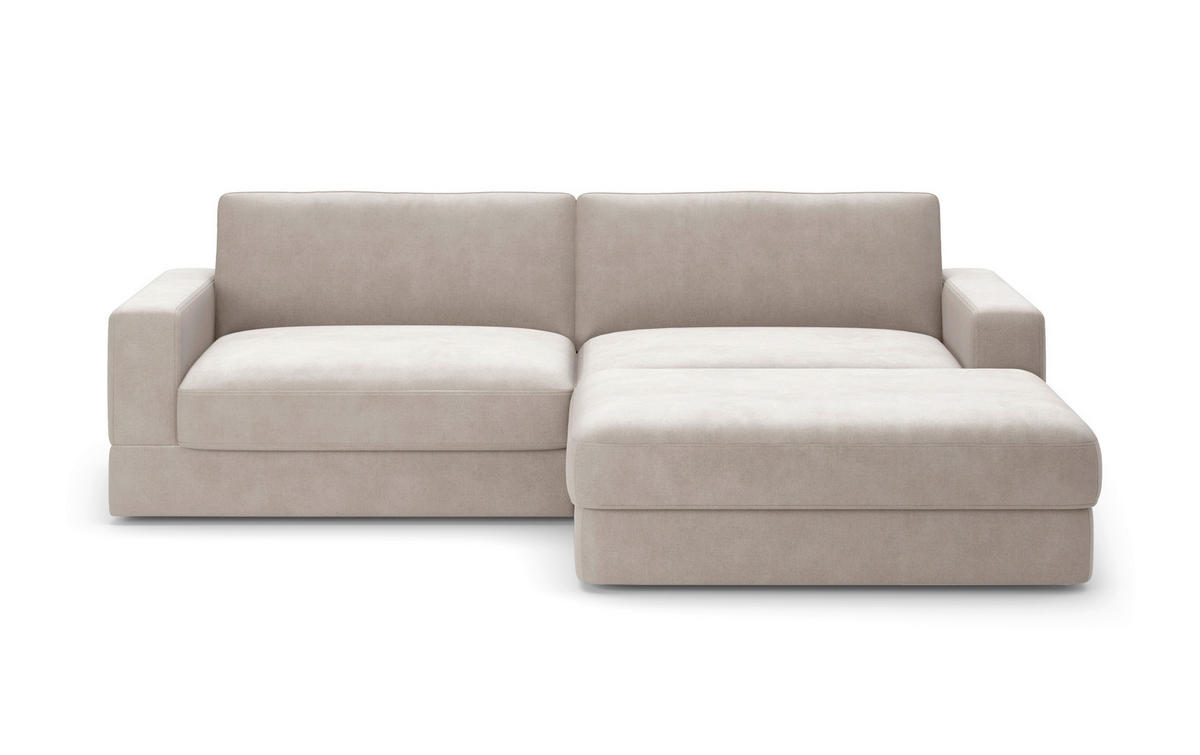 ECKSOFA FABIO E Greige Flachgewebe  - Greige/Schwarz, MODERN, Kunststoff/Textil (264/196cm) - Sit & More