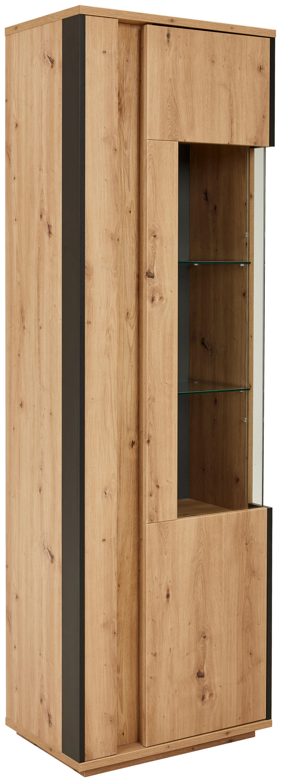 VITRINE in Anthrazit, Eiche Artisan - Anthrazit/Eiche Artisan, Design, Glas/Holzwerkstoff (64/200/41cm) - Stylife