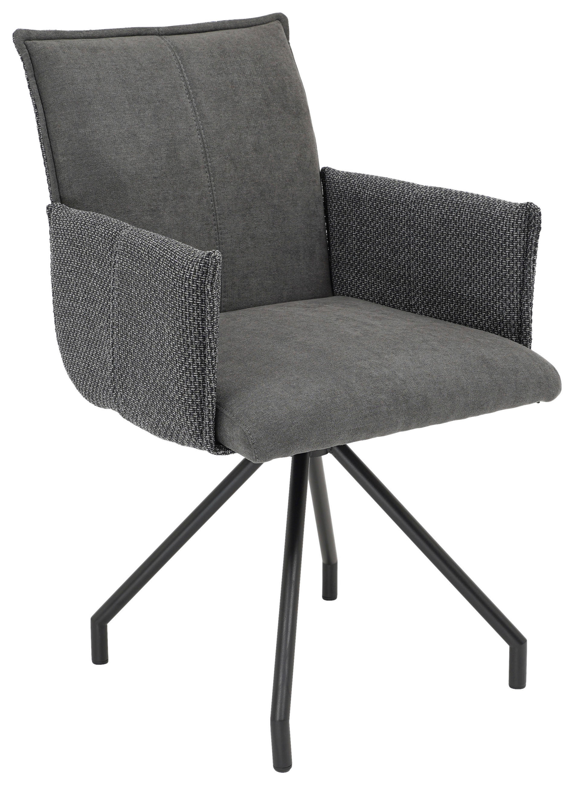 ARMLEHNSTUHL  in Webstoff, Mikrofaser  - Anthrazit/Schwarz, Design, Textil/Metall (60/92/60cm) - Linea Natura