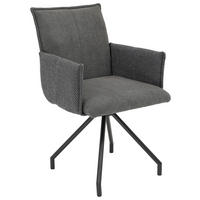 ARMLEHNSTUHL  in Webstoff, Mikrofaser  - Anthrazit/Schwarz, Design, Textil/Metall (60/92/60cm) - Linea Natura