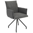 ARMLEHNSTUHL   Webstoff, Mikrofaser  - Anthrazit/Schwarz, Design, Textil/Metall (60/92/60cm) - Linea Natura