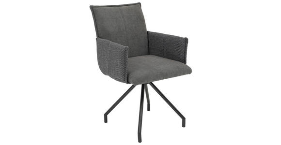 ARMLEHNSTUHL   Webstoff, Mikrofaser  - Anthrazit/Schwarz, Design, Textil/Metall (60/92/60cm) - Linea Natura